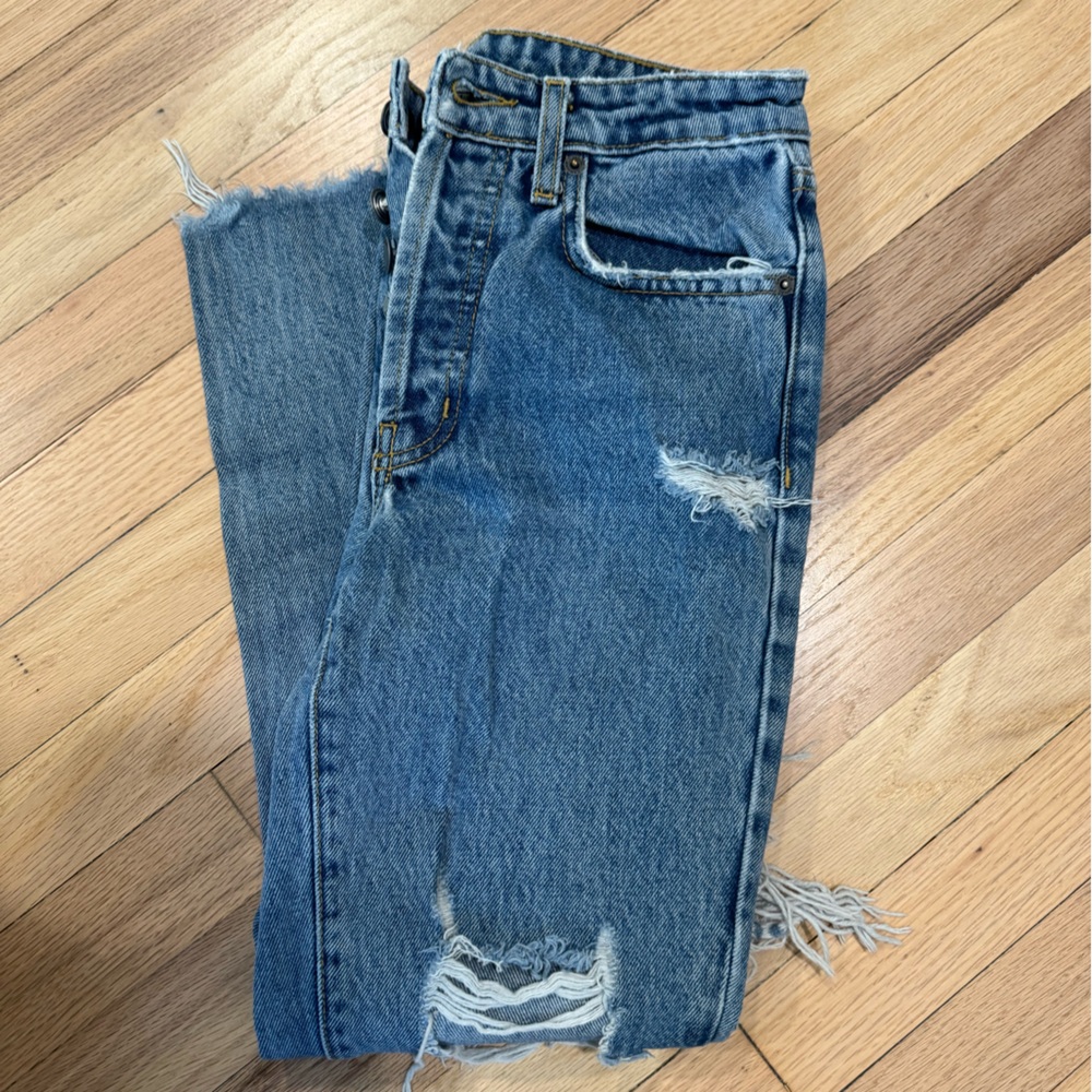 Distressed Blue Jeans